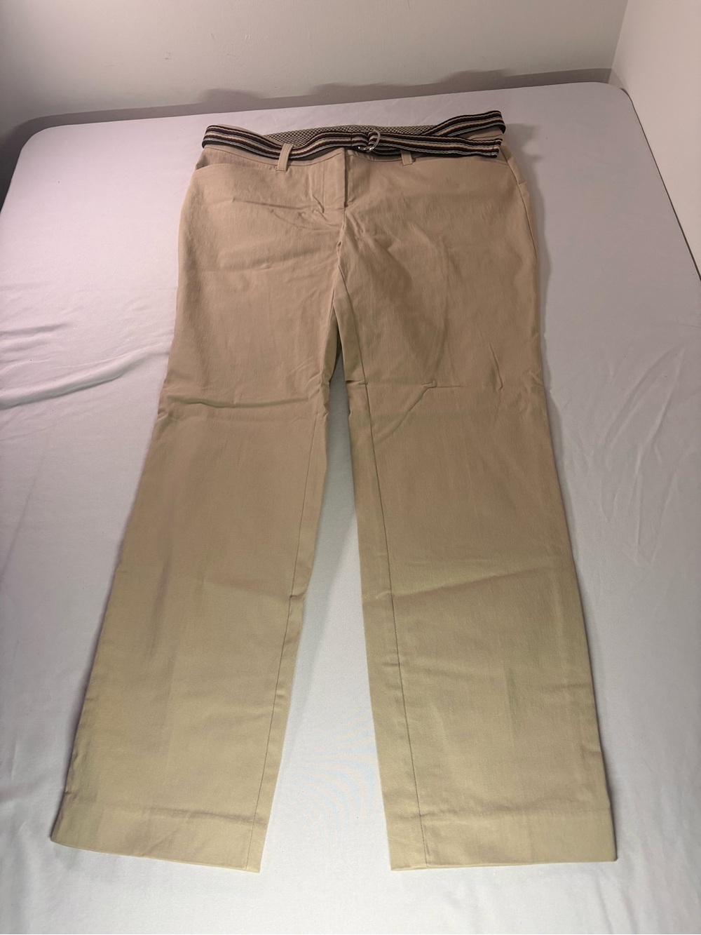 Rafaella Khaki Chinos with Striped Elastic Waistband